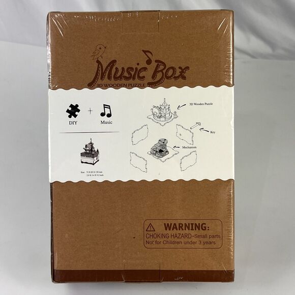 3D Wooden Puzzle Music Box Happy Birthday Crank Robotic Robotime Jigsaw AM309 - Picture 5 of 6